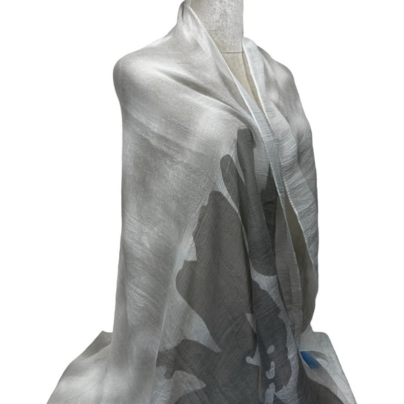 Huge Oversized Summer Scarf Beach Wrap Coverup, Blue, Gray, White - Picture 3 of 8